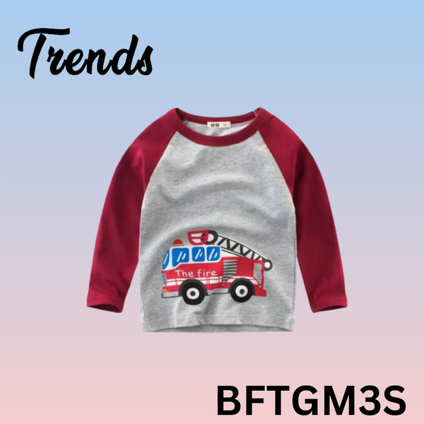 Children's Boys & Girls  Full sleeves T-Shirt Ash and maroon