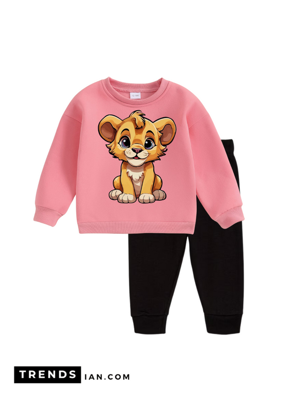 Cute Lion Girls &   Boys Sweater And Trousers Two-Piece Sets LP