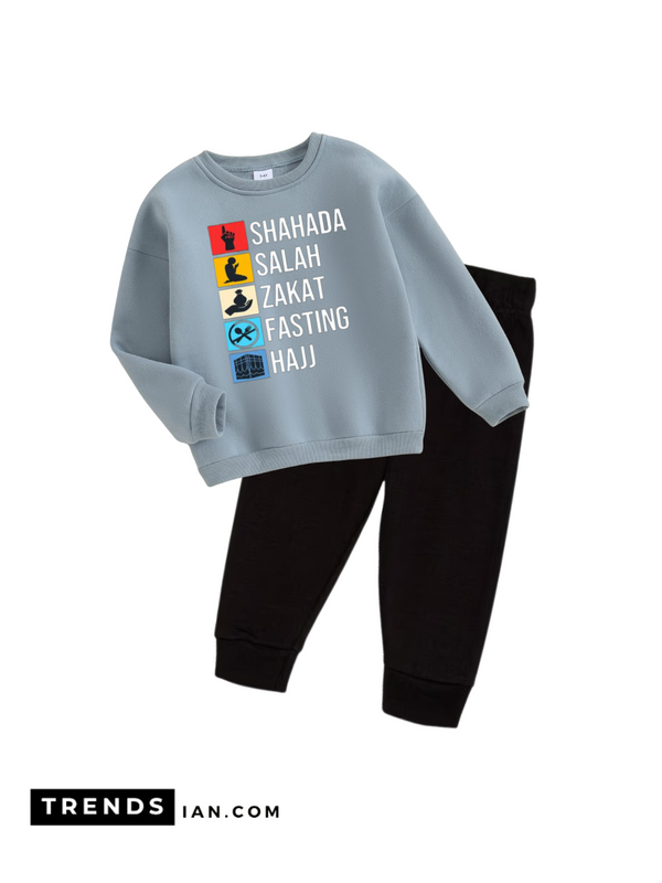 5 islamic important  things Kids Boys & Girls Sweater And Trousers Two-Piece Sets IG