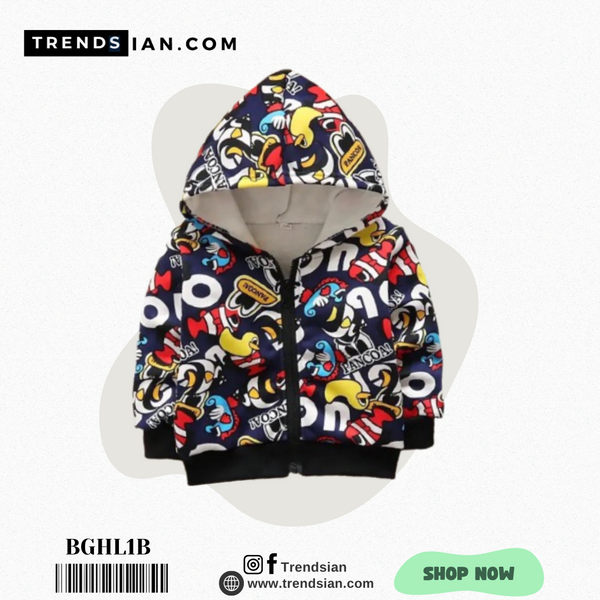 Hooded Kids Boys & Girls Premium Quality BLACK